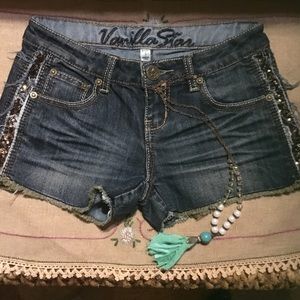 Vanilla Star distressed frayed jean shorts-junior